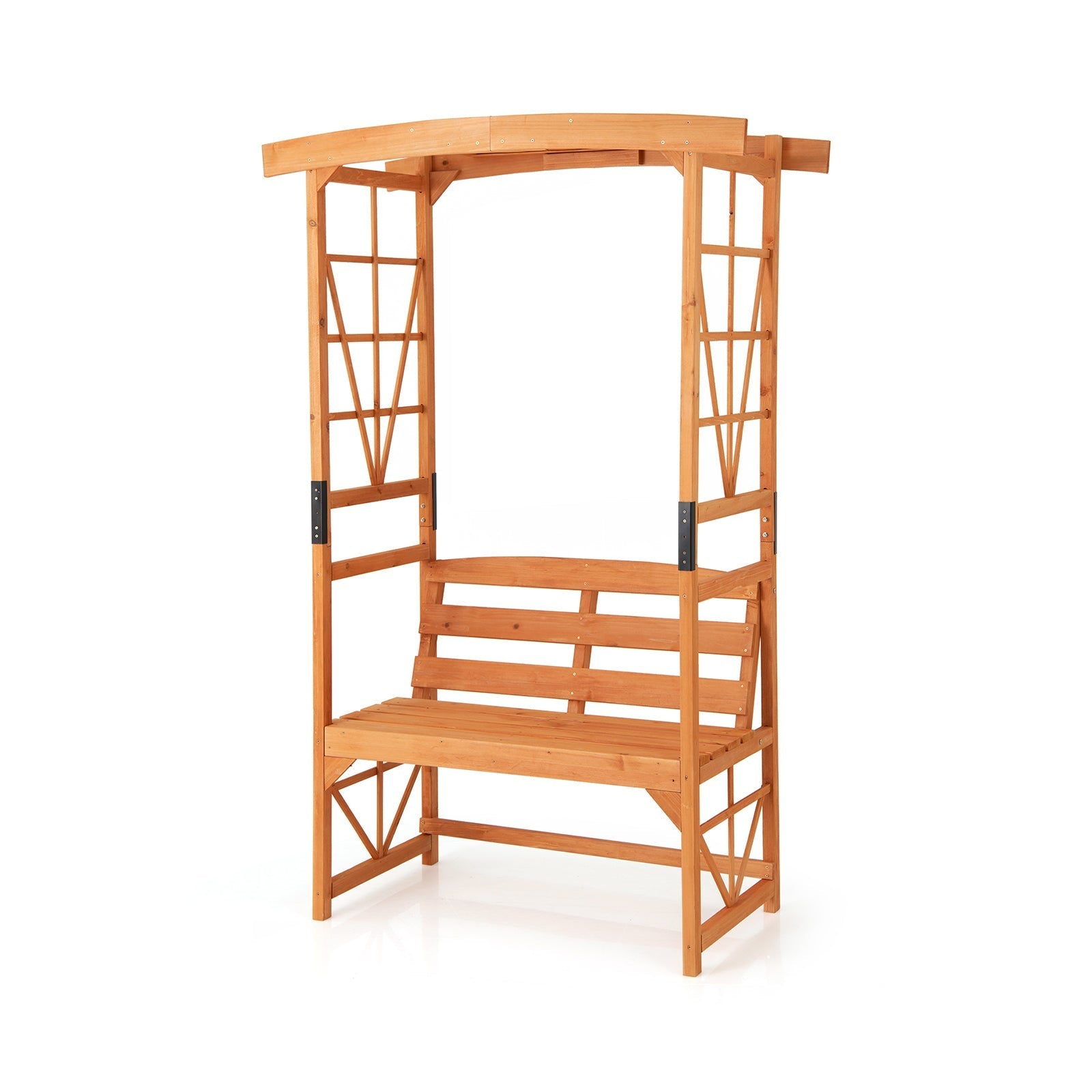6.2 Feet Tall Patio Garden Arbor with Pergola and 2-Seat Bench for Garden Lawn Backyard Decoration-Yellow - Cheeky Garden