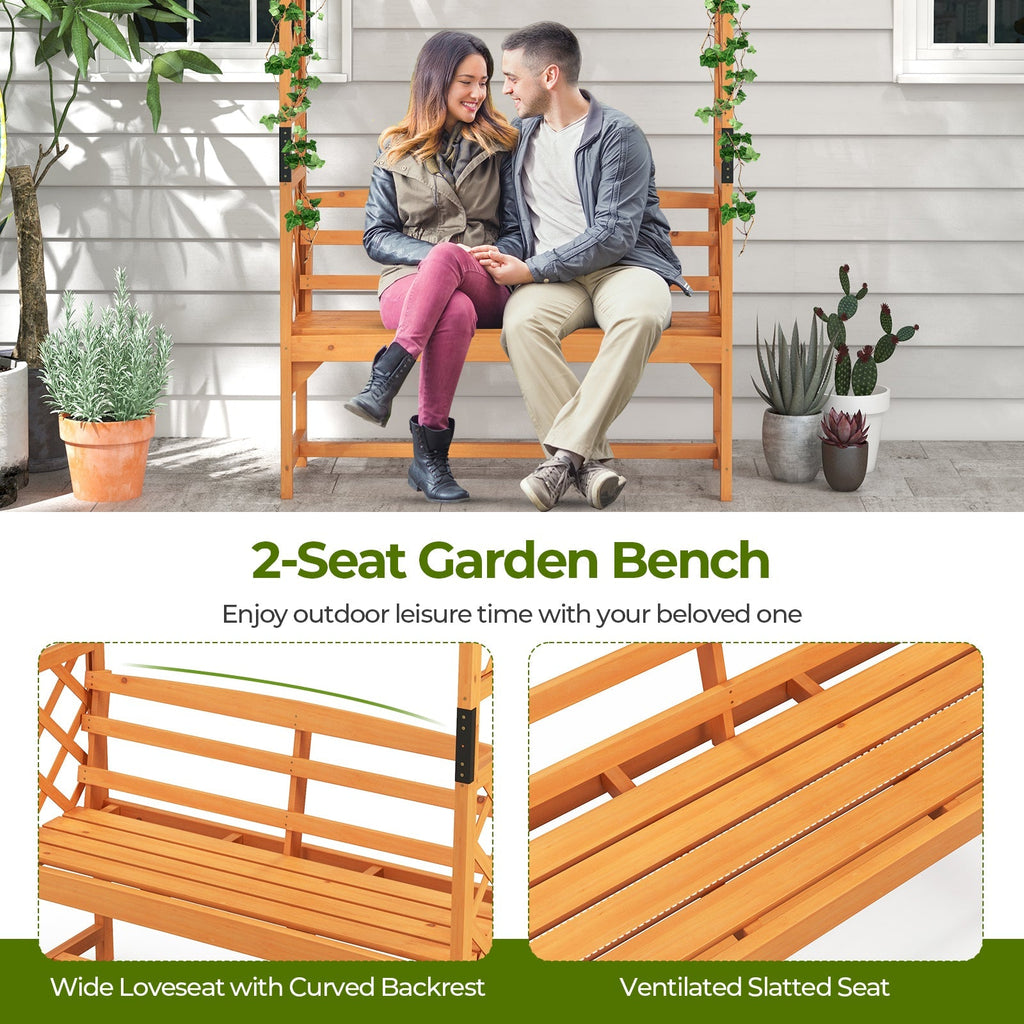 6.5 FT Tall Patio Garden Arbor with Pergola and 2-Seat Bench for Garden Backyard Decoration-Yellow - Cheeky Garden