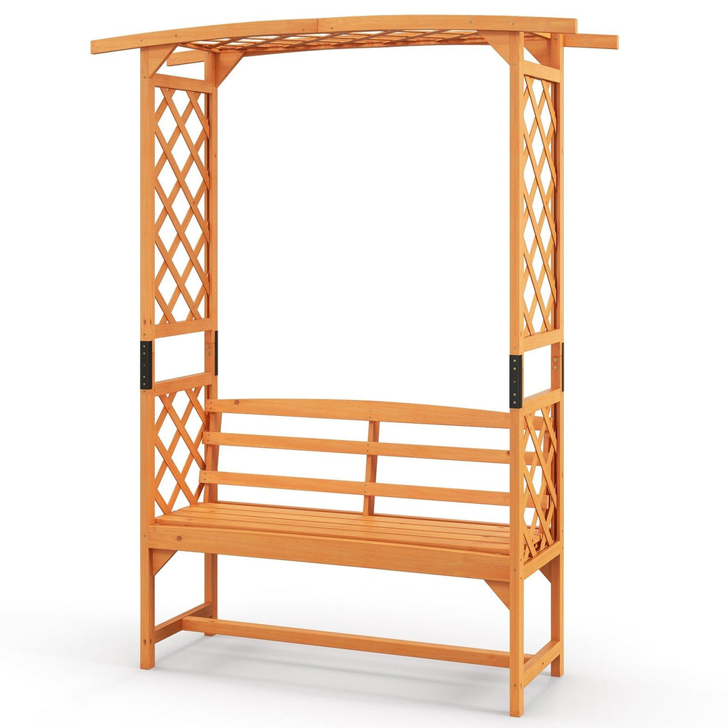 6.5 FT Tall Patio Garden Arbor with Pergola and 2-Seat Bench for Garden Backyard Decoration-Yellow - Cheeky Garden