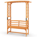 6.5 FT Tall Patio Garden Arbor with Pergola and 2-Seat Bench for Garden Backyard Decoration-Yellow - Cheeky Garden