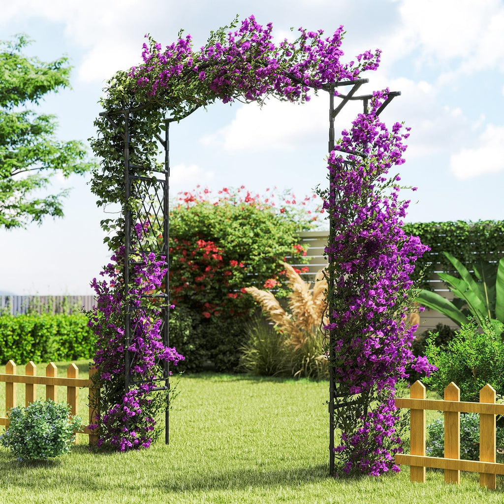 67 x 83 Inch Garden Arch Trellis Metal Pergola Arbor for Climbing Plants-Black - Cheeky Garden