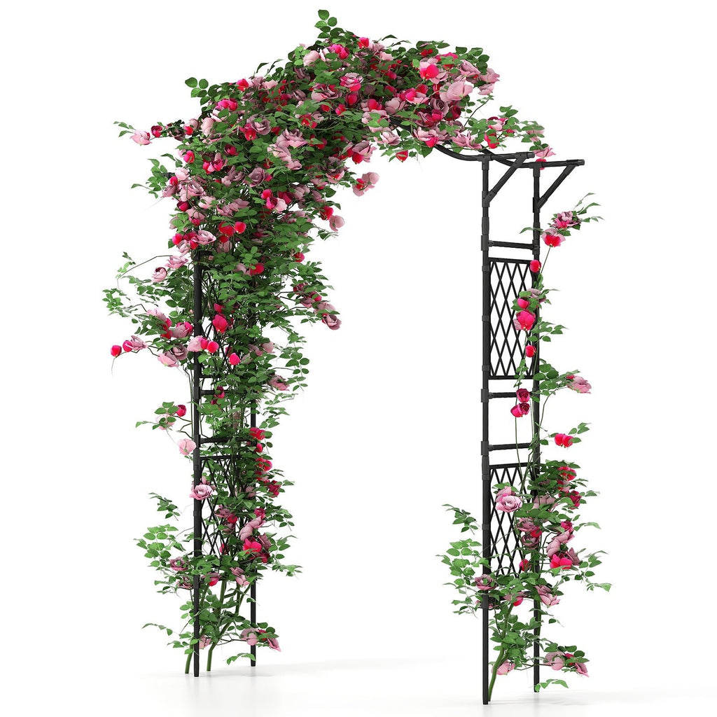 67 x 83 Inch Garden Arch Trellis Metal Pergola Arbor for Climbing Plants-Black - Cheeky Garden
