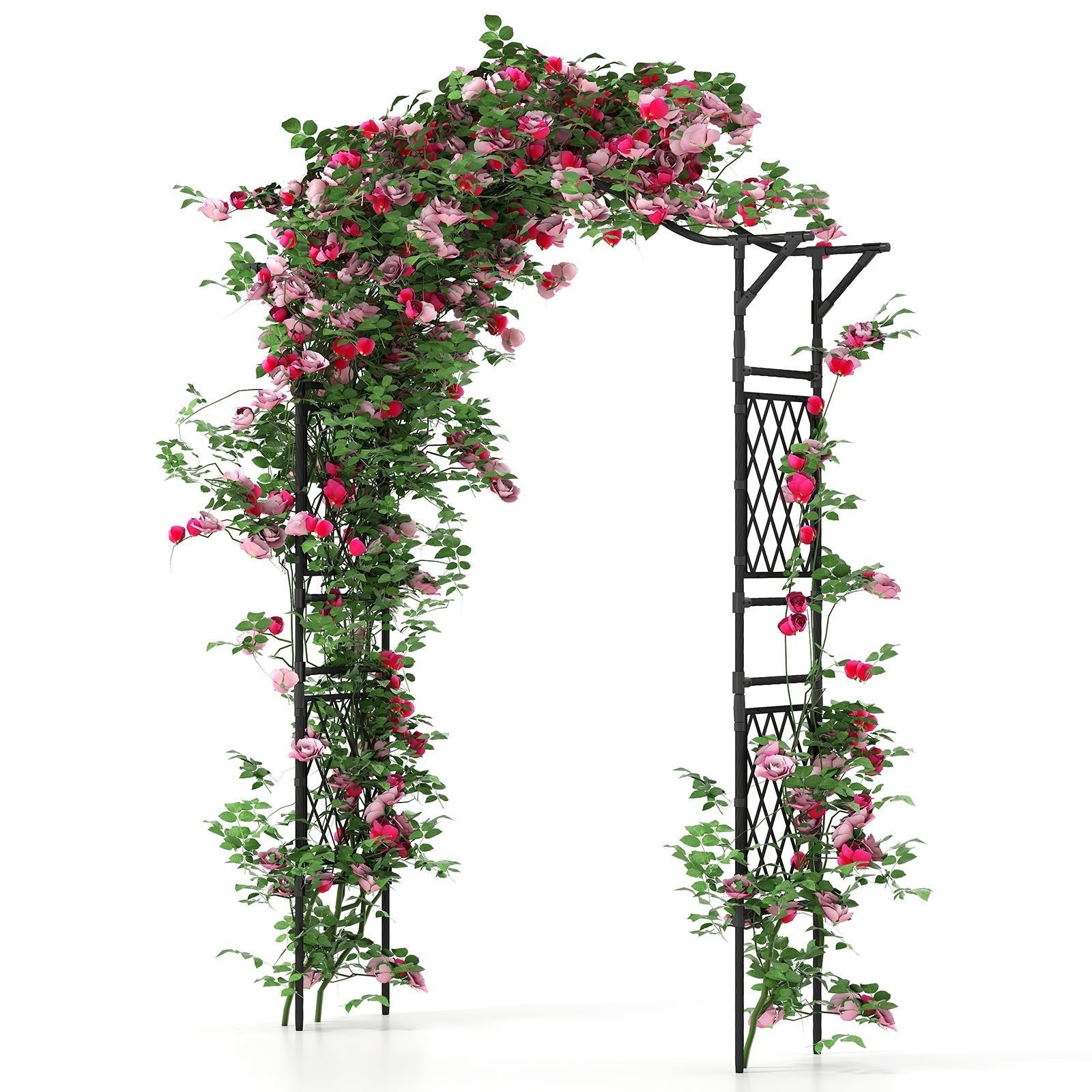 67 x 83 Inch Garden Arch Trellis Metal Pergola Arbor for Climbing Plants-Black - Cheeky Garden