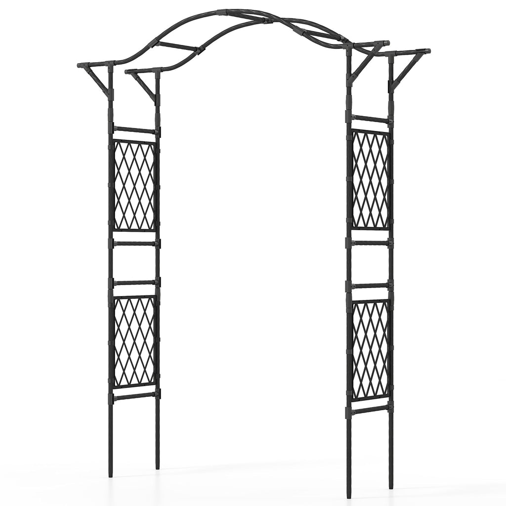 67 x 83 Inch Garden Arch Trellis Metal Pergola Arbor for Climbing Plants-Black - Cheeky Garden