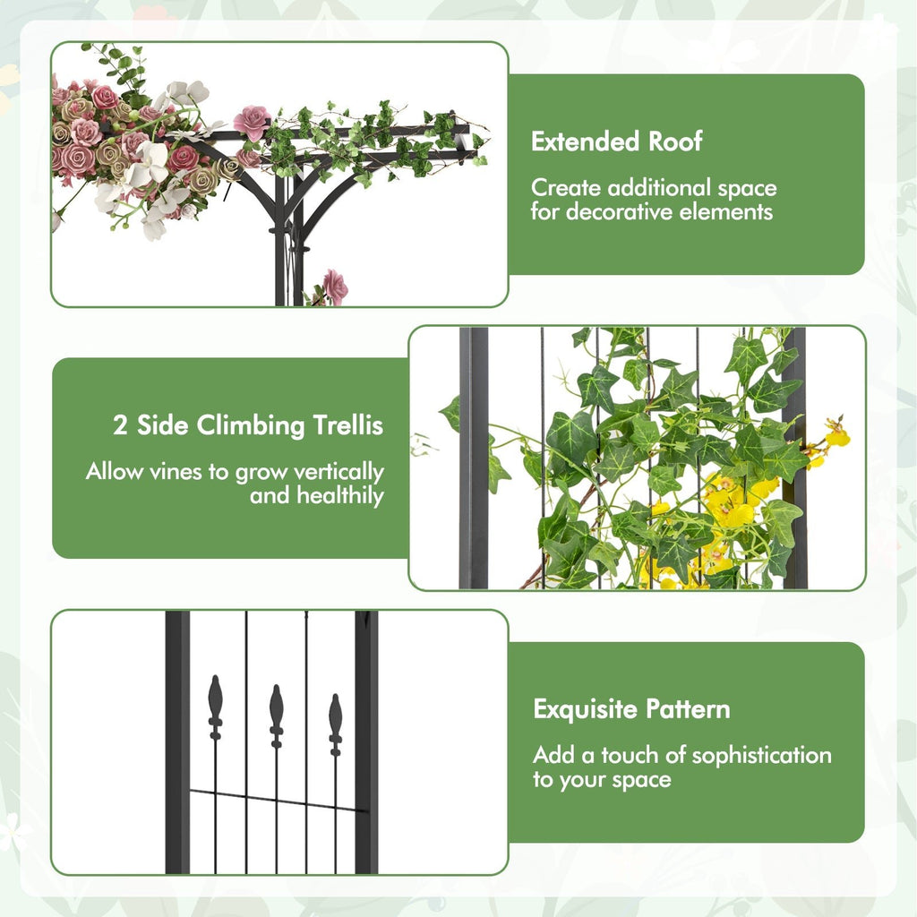 6.8 Feet Garden Arbor with Trellises for Climbing Plant Vine Rose - Cheeky Garden
