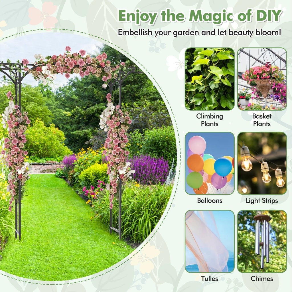 6.8 Feet Garden Arbor with Trellises for Climbing Plant Vine Rose - Cheeky Garden