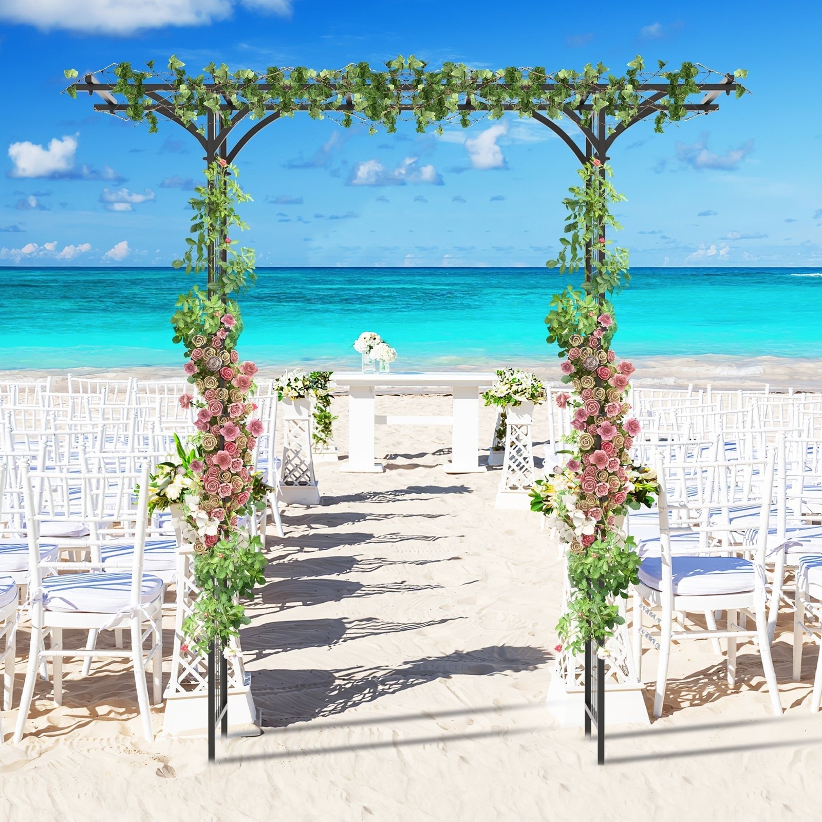 6.8 Feet Garden Arbor with Trellises for Climbing Plant Vine Rose - Cheeky Garden