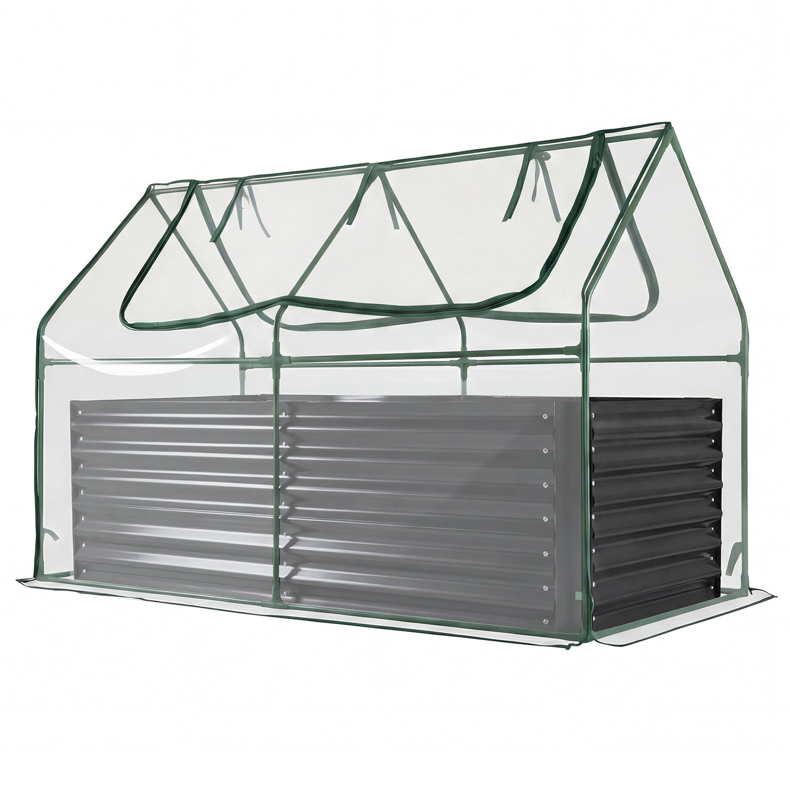 68 x 33 x 21 Inch Galvanized Raised Garden Bed with Cover - Cheeky Garden