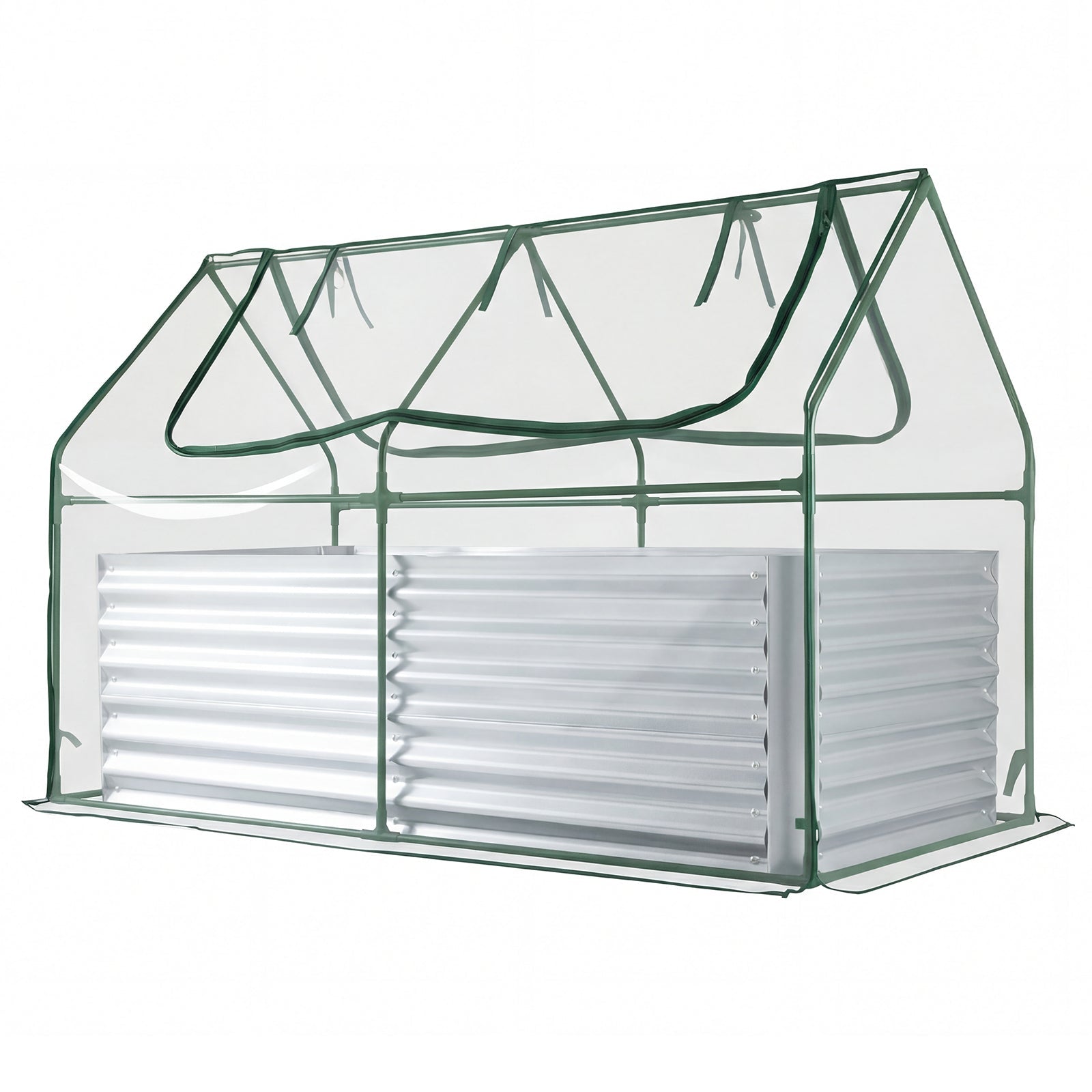 68 x 33 x 21 Inch Galvanized Raised Garden Bed with Cover - Cheeky Garden