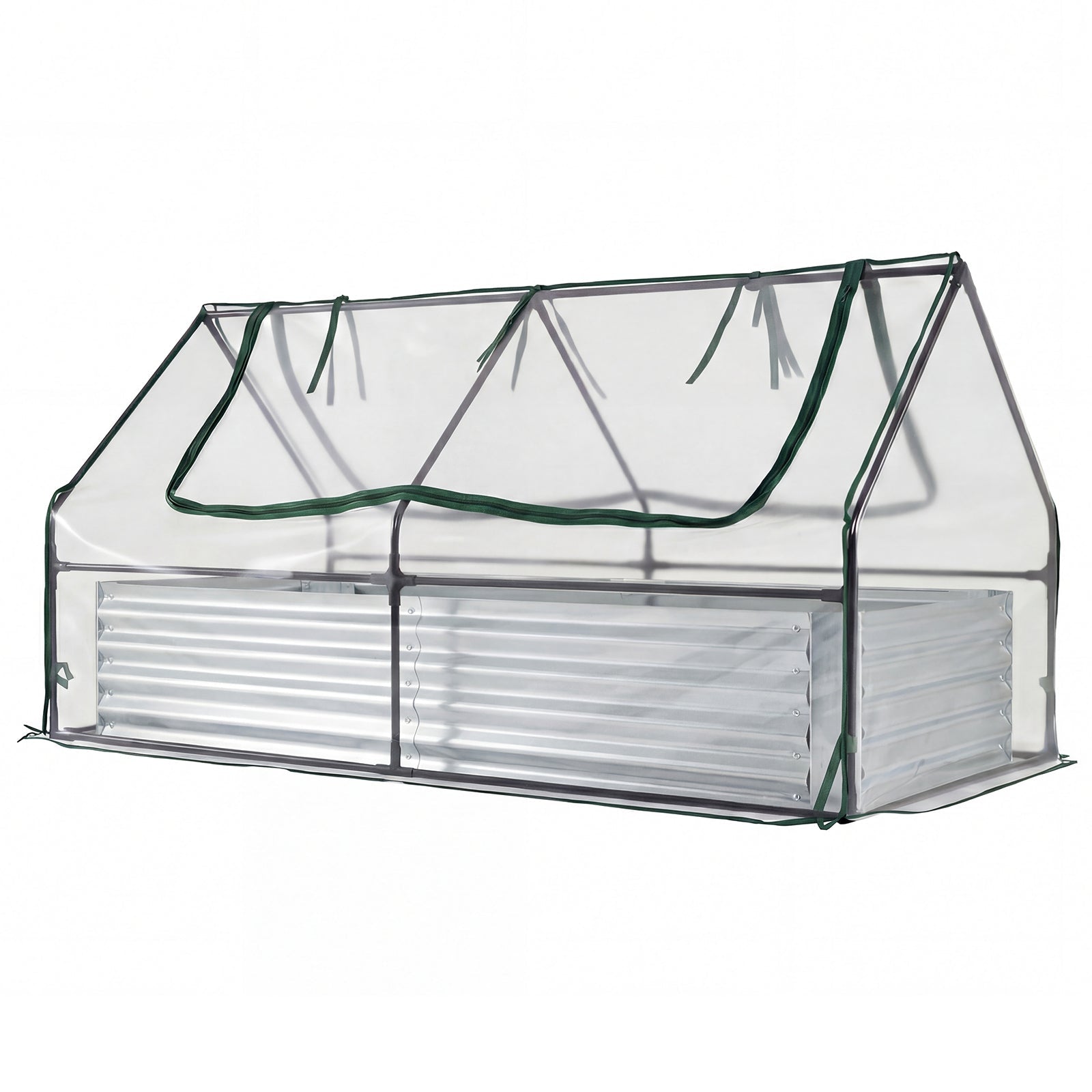 69 x 33 x 12 Inch Galvanized Raised Garden Bed with Cover-Black - Cheeky Garden