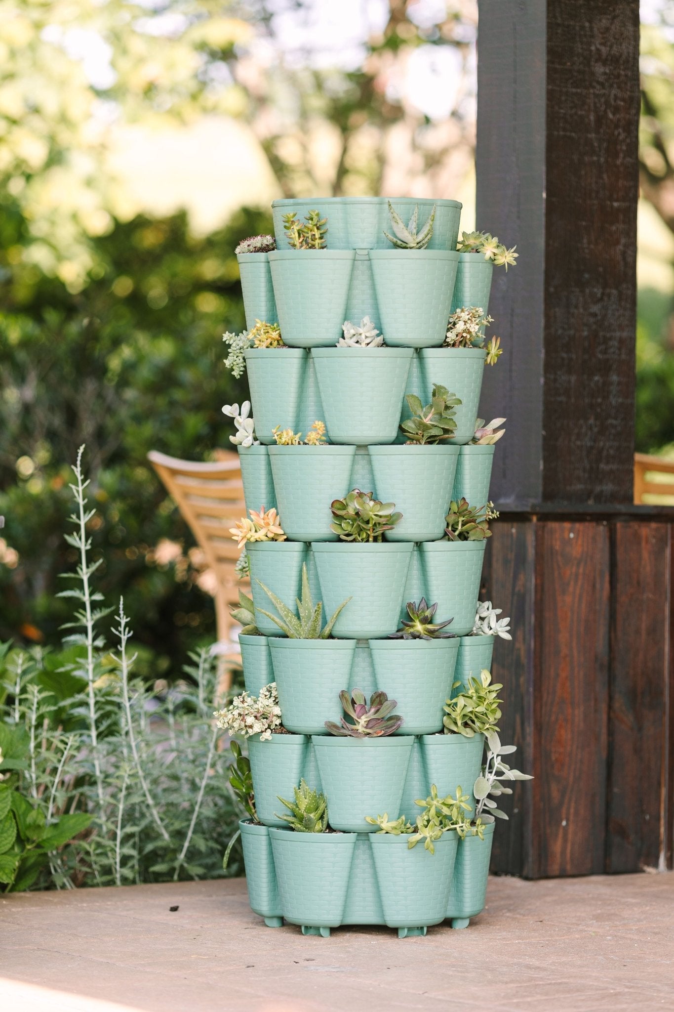 7 Tier GreenStalk Garden Leaf Vertical Planter - Basket Weave Texture - Cheeky Garden
