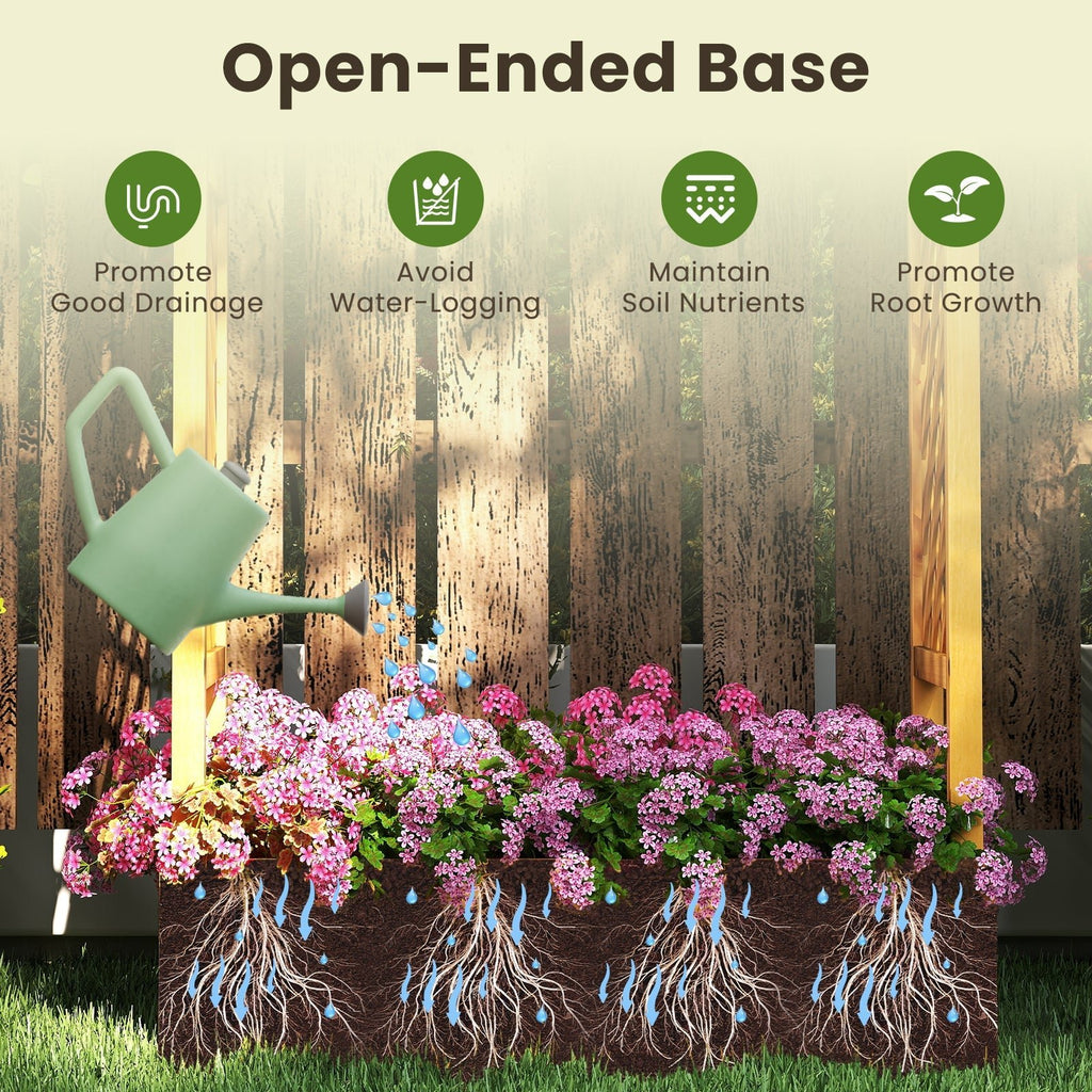 70 Inch Wooden Raised Garden Bed with Lattice Trellis-Natural - Cheeky Garden