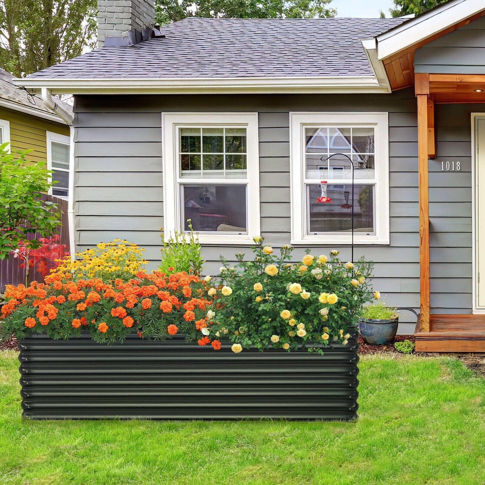 71 Inch Galvanized Metal Raised Garden Bed for Garden Backyard-Dark Gray - Cheeky Garden