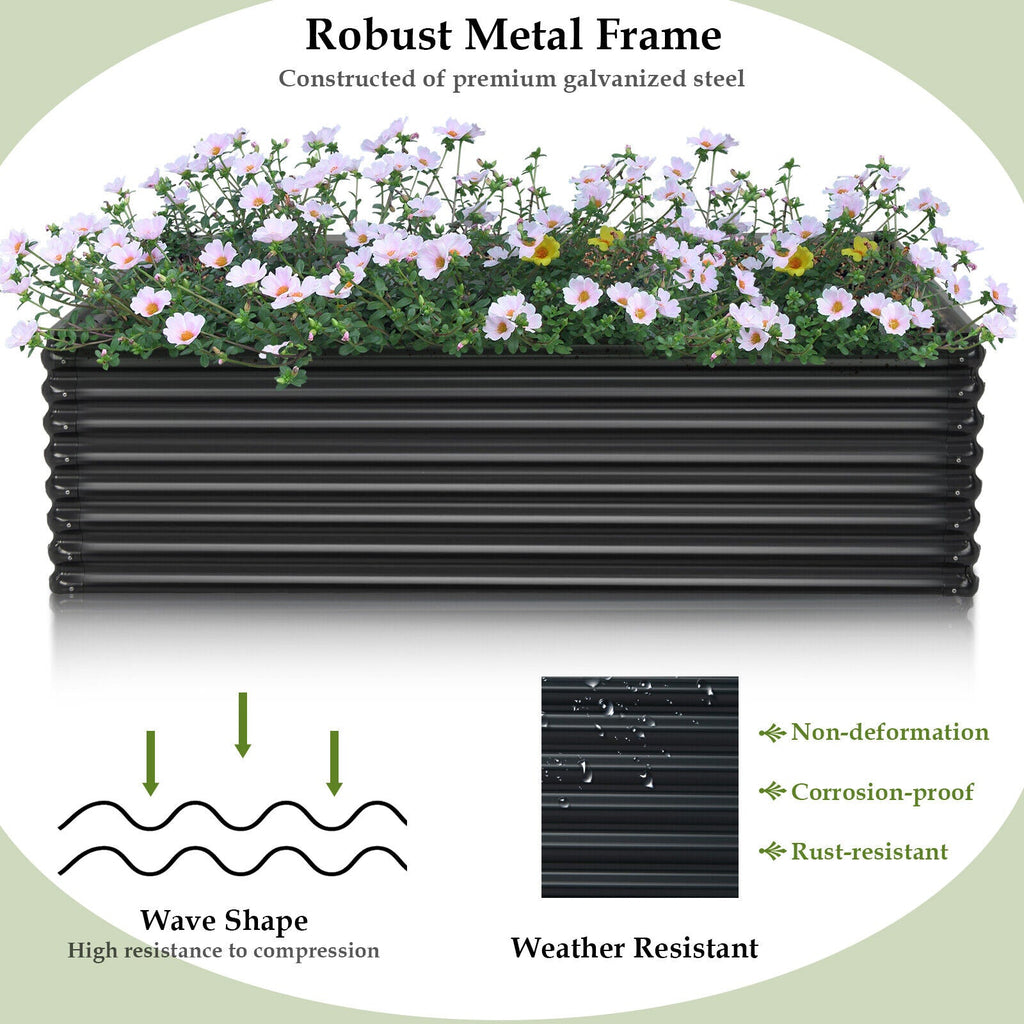 71 Inch Galvanized Metal Raised Garden Bed for Garden Backyard-Dark Gray - Cheeky Garden