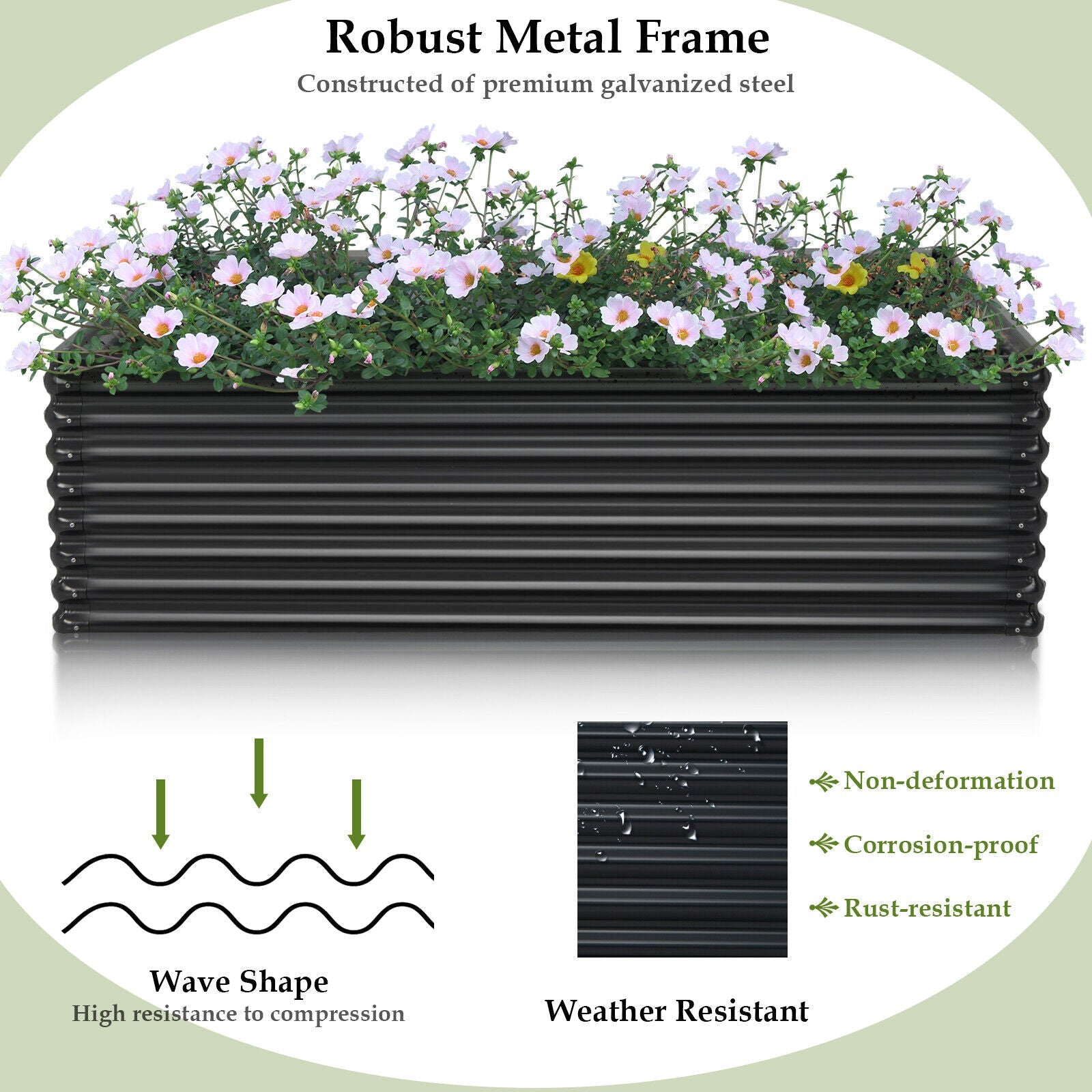 71 Inch Galvanized Metal Raised Garden Bed for Garden Backyard-Dark Gray - Cheeky Garden