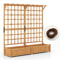 71 Inches Large Wooden Planter Container with Trellis and Hanging Roof-Orange - Cheeky Garden