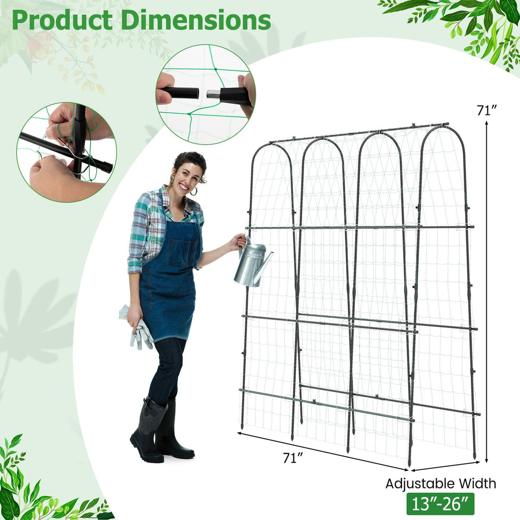71 x 71 Inch U-Shaped Tall Garden Arched Trellis for Climbing Plants - Cheeky Garden
