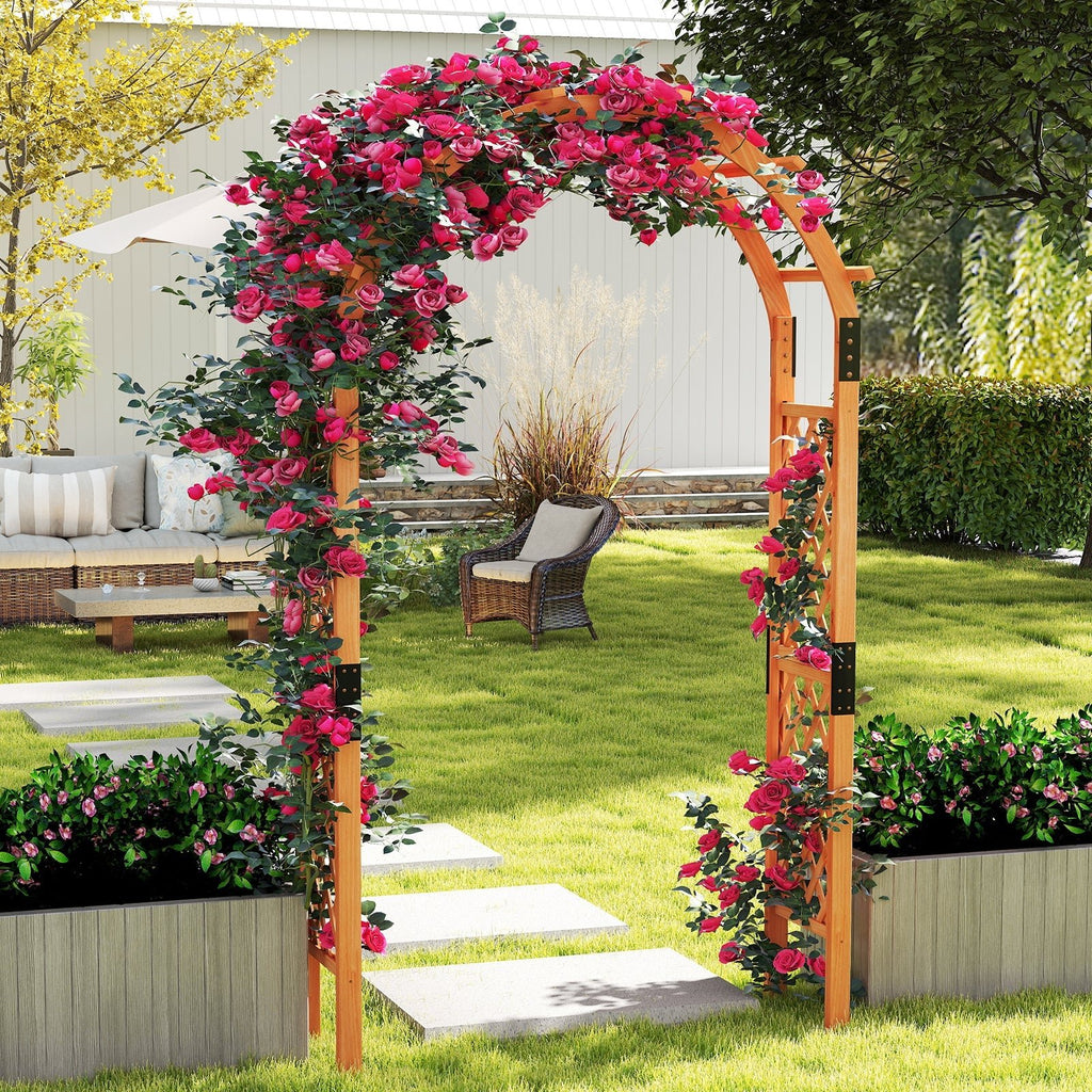 7.7 Feet Garden Arch Wooden Arbor for Climbing Plants - Cheeky Garden