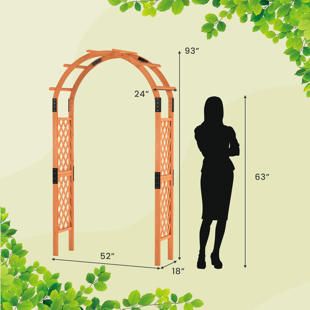 7.7 Feet Garden Arch Wooden Arbor for Climbing Plants - Cheeky Garden
