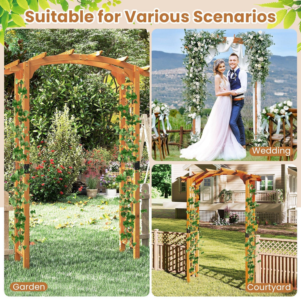 7/7.5 Feet Garden Arch Wooden Arbor Outdoor Wood Trellis for Climbing Plants - Cheeky Garden