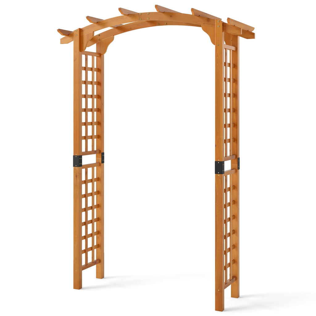 7/7.5 Feet Garden Arch Wooden Arbor Outdoor Wood Trellis for Climbing Plants - Cheeky Garden