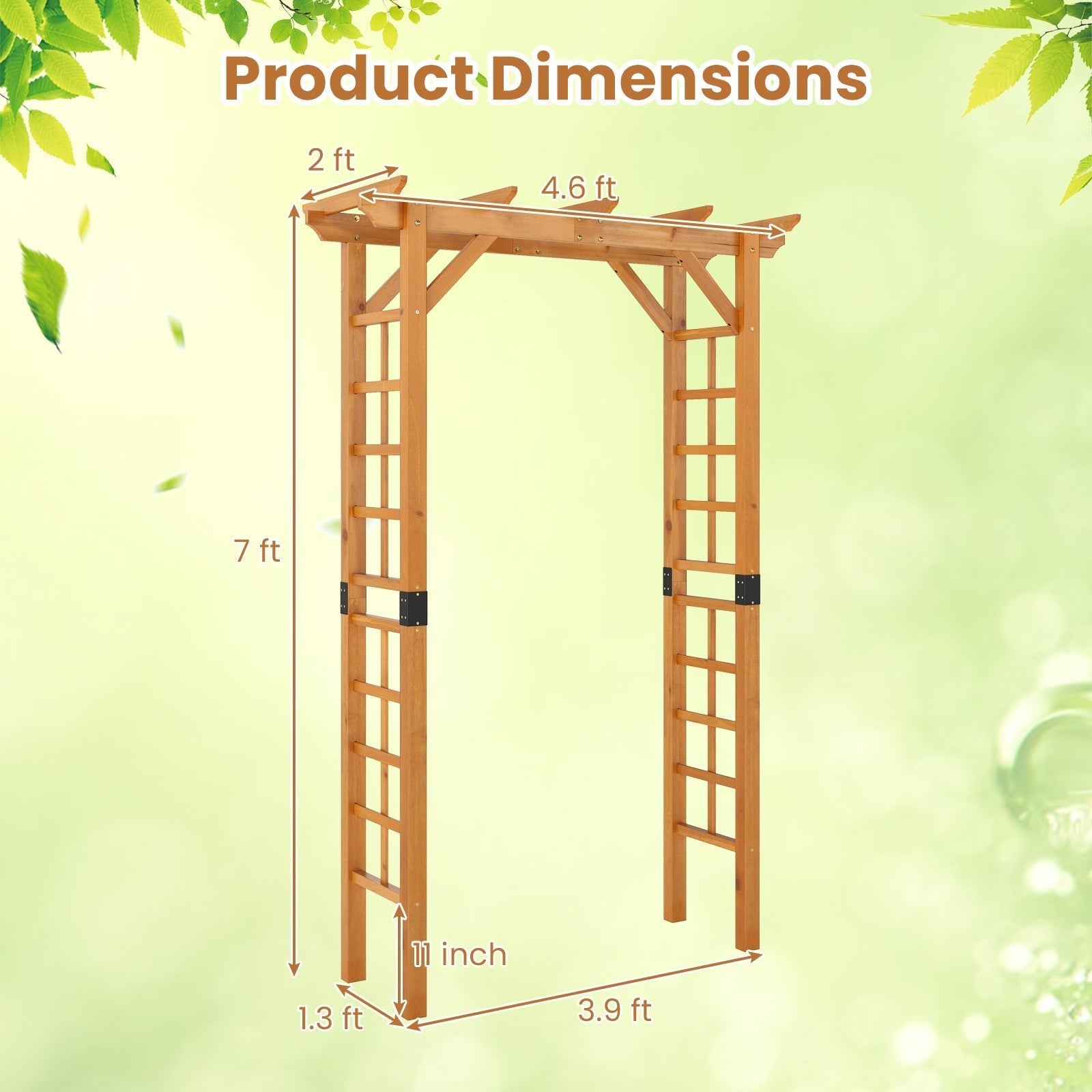 7/7.5 Feet Garden Arch Wooden Arbor Outdoor Wood Trellis for Climbing Plants - Cheeky Garden