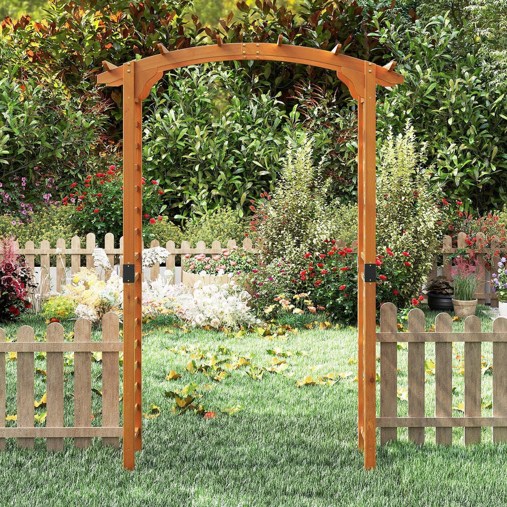 7/7.5 Feet Garden Arch Wooden Arbor Outdoor Wood Trellis for Climbing Plants - Cheeky Garden