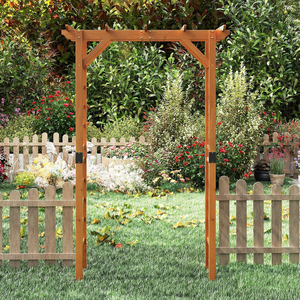 7/7.5 Feet Garden Arch Wooden Arbor Outdoor Wood Trellis for Climbing Plants - Cheeky Garden
