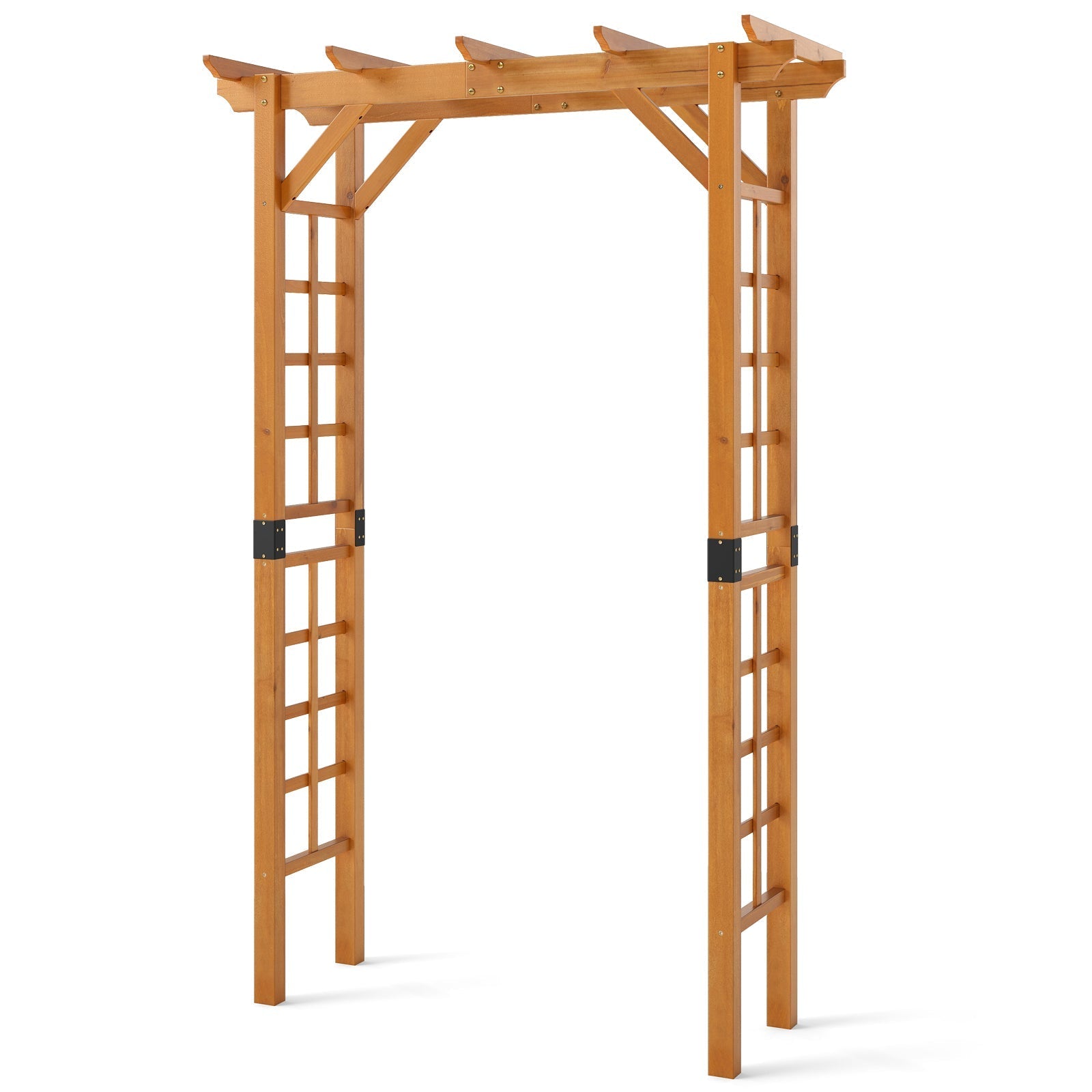 7/7.5 Feet Garden Arch Wooden Arbor Outdoor Wood Trellis for Climbing Plants - Cheeky Garden