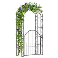 84 Inch Tall Garden Arch Metal Arbor Archway with Gate - Cheeky Garden