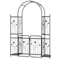 87 inch Tall Garden Arch with Gate Planter Shelves Climbing Trellises - Cheeky Garden