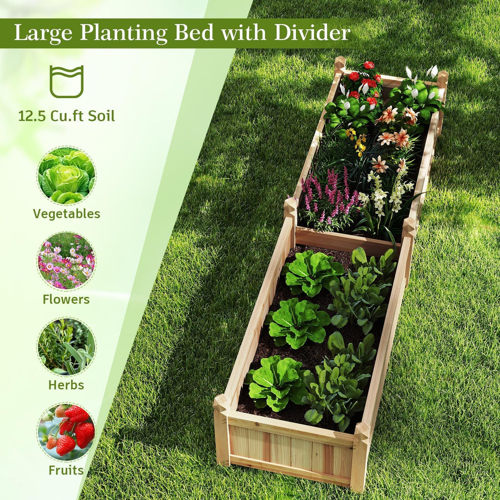 91 x 24 x 16 Inch Divisible Planter Box with Corner Drainage and Non-woven Liner for Growing Vegetables - Cheeky Garden