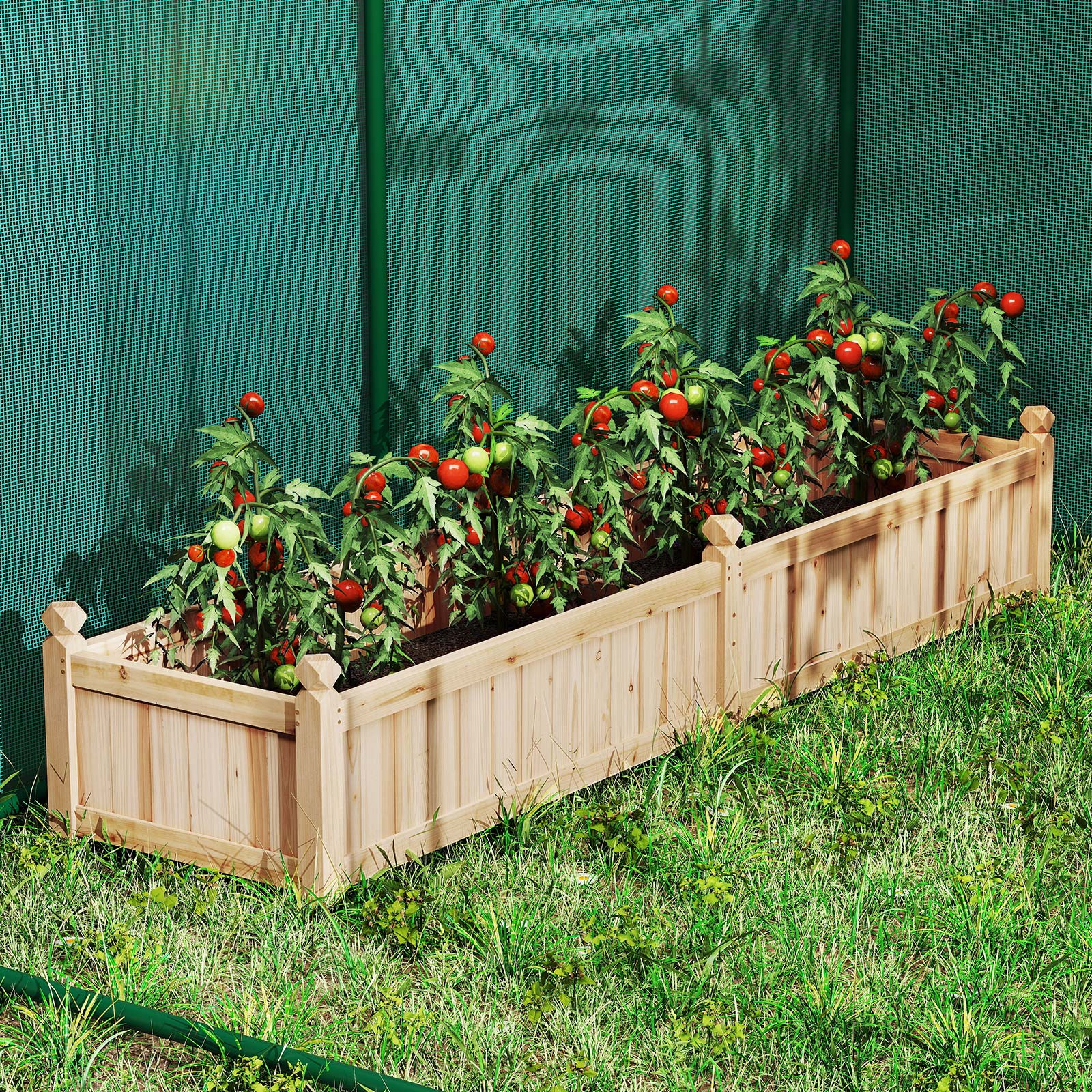 91 x 24 x 16 Inch Divisible Planter Box with Corner Drainage and Non-woven Liner for Growing Vegetables - Cheeky Garden