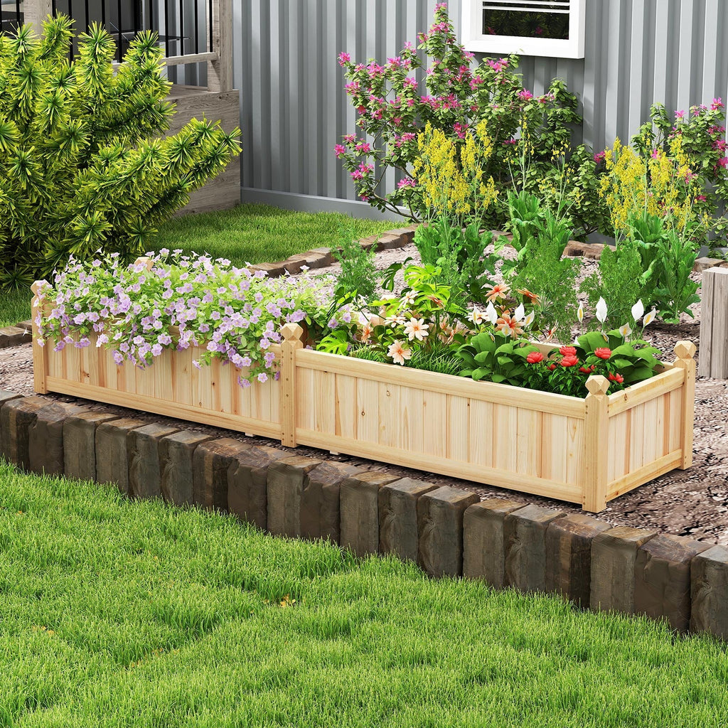 91 x 24 x 16 Inch Divisible Planter Box with Corner Drainage and Non-woven Liner for Growing Vegetables - Cheeky Garden