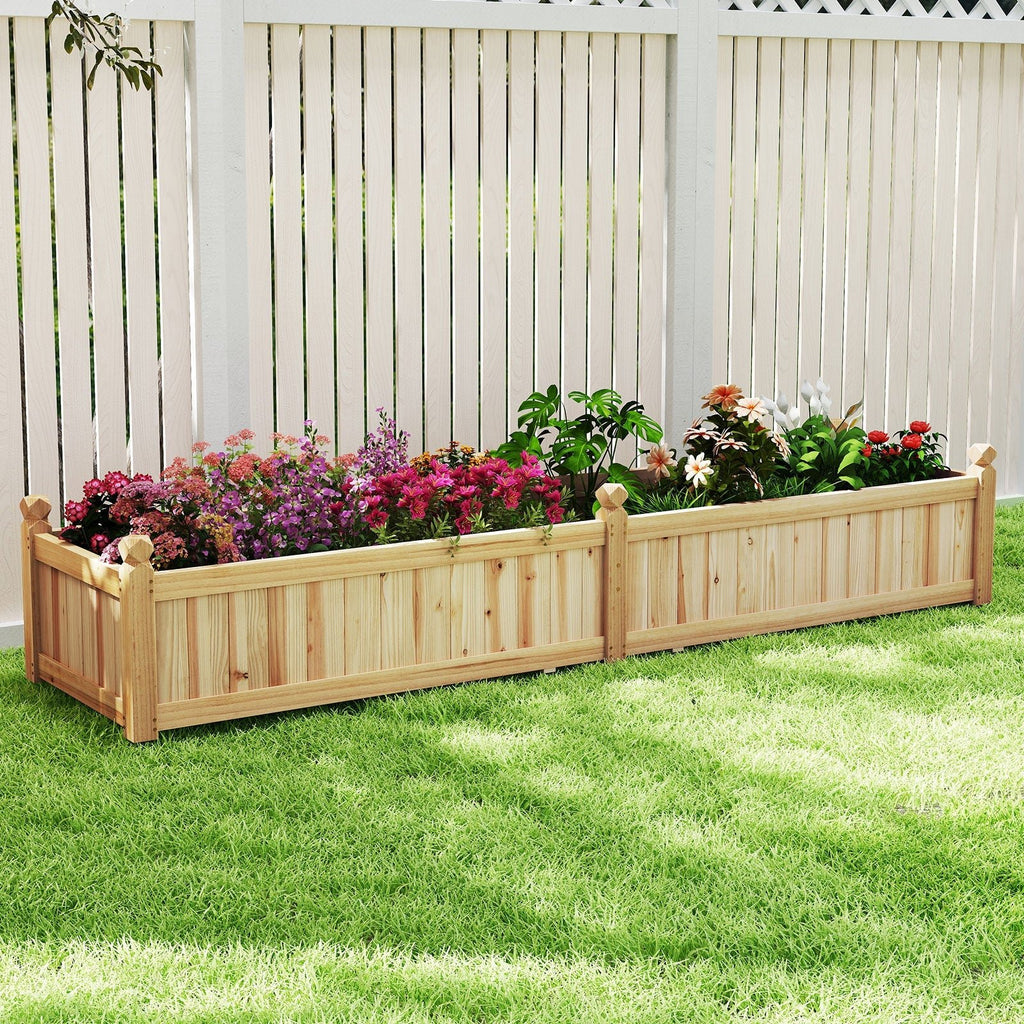 91 x 24 x 16 Inch Divisible Planter Box with Corner Drainage and Non-woven Liner for Growing Vegetables - Cheeky Garden