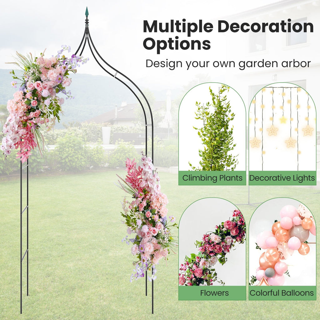 9.5 Feet Decorative Metal Garden Arch for Vine Rose Climbing Wedding Ceremony Party Decoration - Cheeky Garden