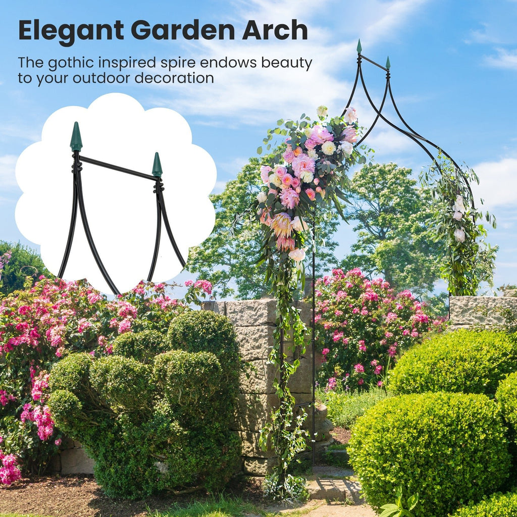 9.5 Feet Decorative Metal Garden Arch for Vine Rose Climbing Wedding Ceremony Party Decoration - Cheeky Garden