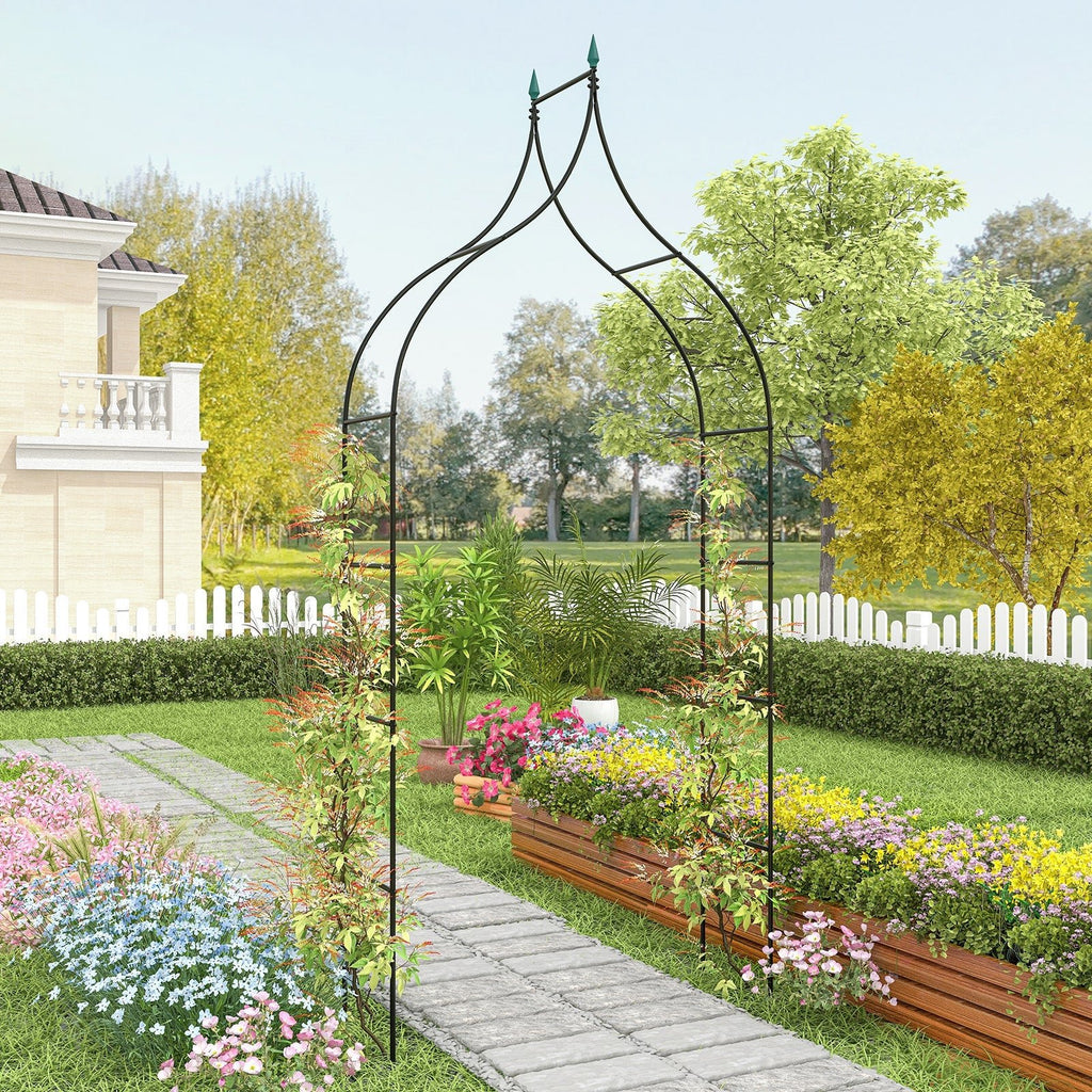 9.5 Feet Decorative Metal Garden Arch for Vine Rose Climbing Wedding Ceremony Party Decoration - Cheeky Garden