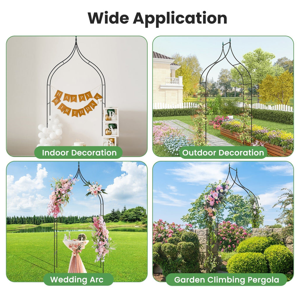 9.5 Feet Decorative Metal Garden Arch for Vine Rose Climbing Wedding Ceremony Party Decoration - Cheeky Garden