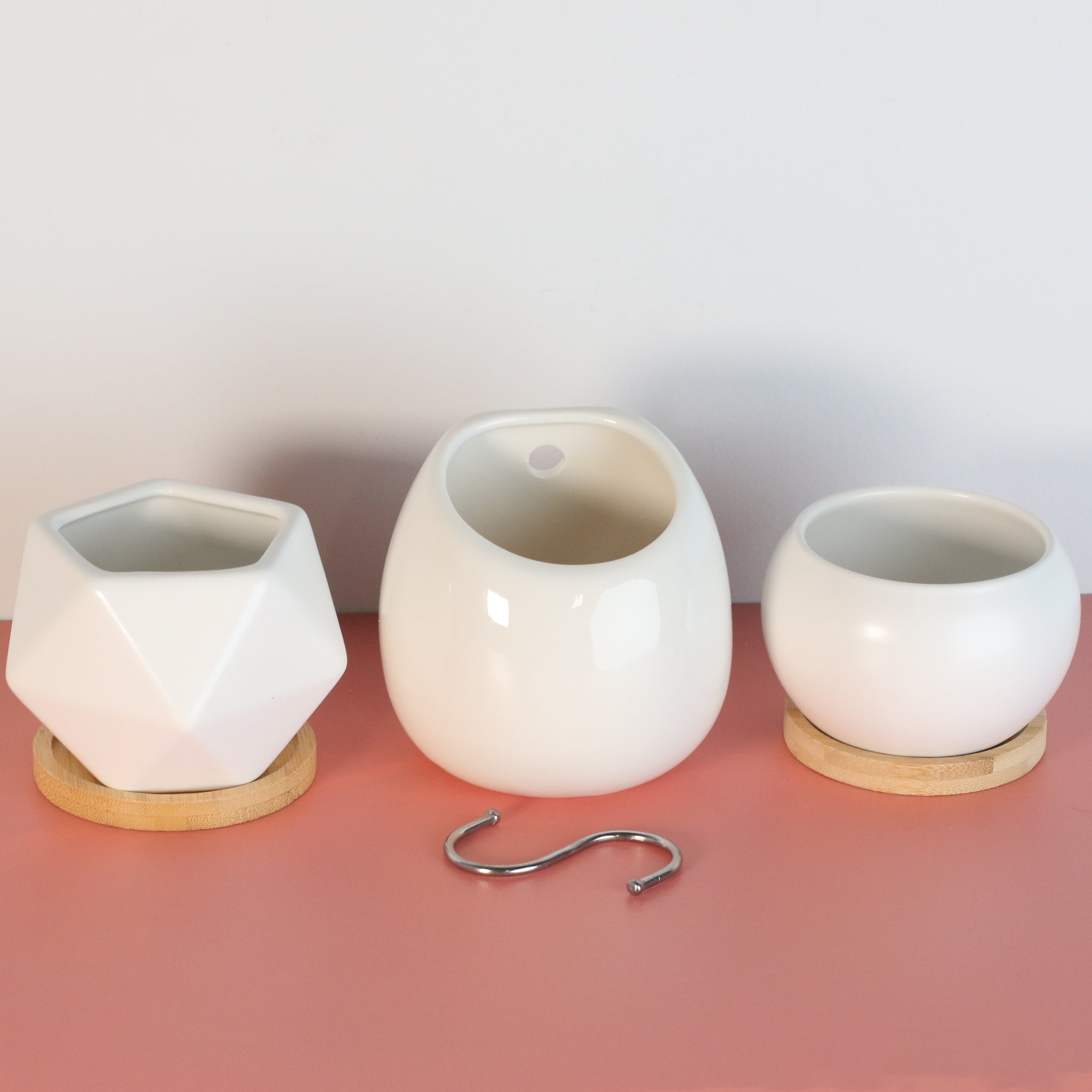 Minimalistic Ceramic White Planter Bundle — Set of 3