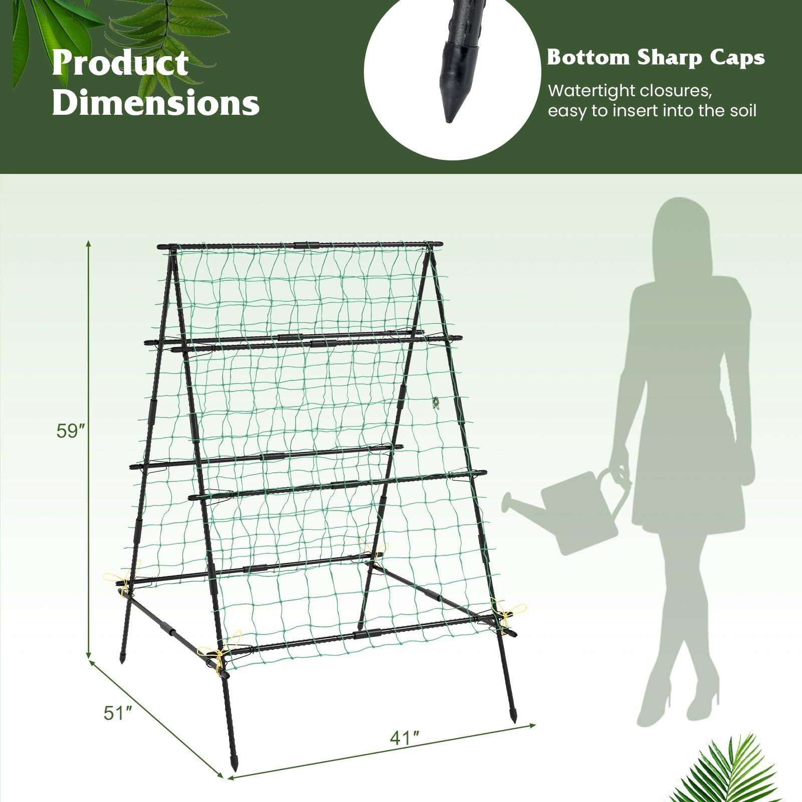 A-Frame Garden Cucumber Trellis with Netting for Climbing Plants Outdoor-Black - Cheeky Garden
