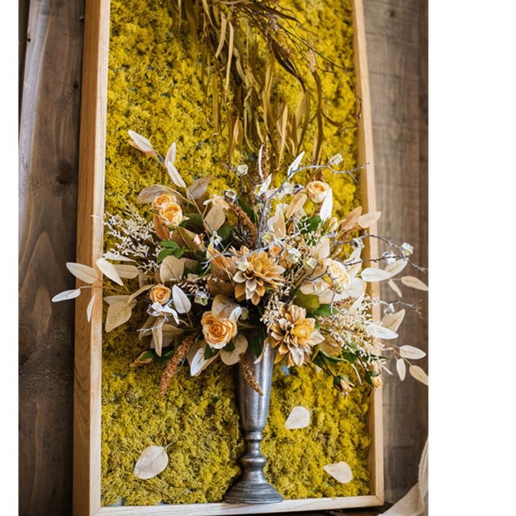 Artificial Plant Flowers Large Golden Bird Vase 3D Framed Wall Art - Cheeky Garden