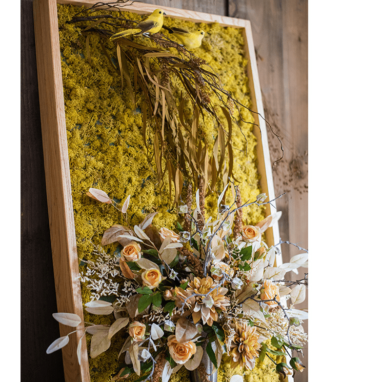Artificial Plant Flowers Large Golden Bird Vase 3D Framed Wall Art - Cheeky Garden