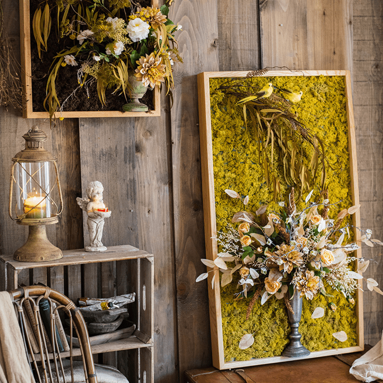 Artificial Plant Flowers Large Golden Bird Vase 3D Framed Wall Art - Cheeky Garden