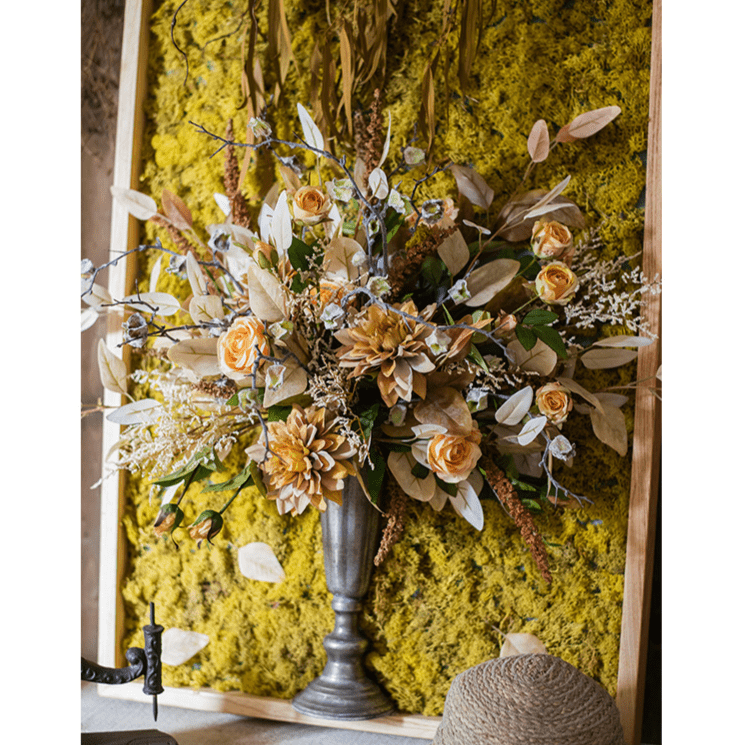 Artificial Plant Flowers Large Golden Bird Vase 3D Framed Wall Art - Cheeky Garden