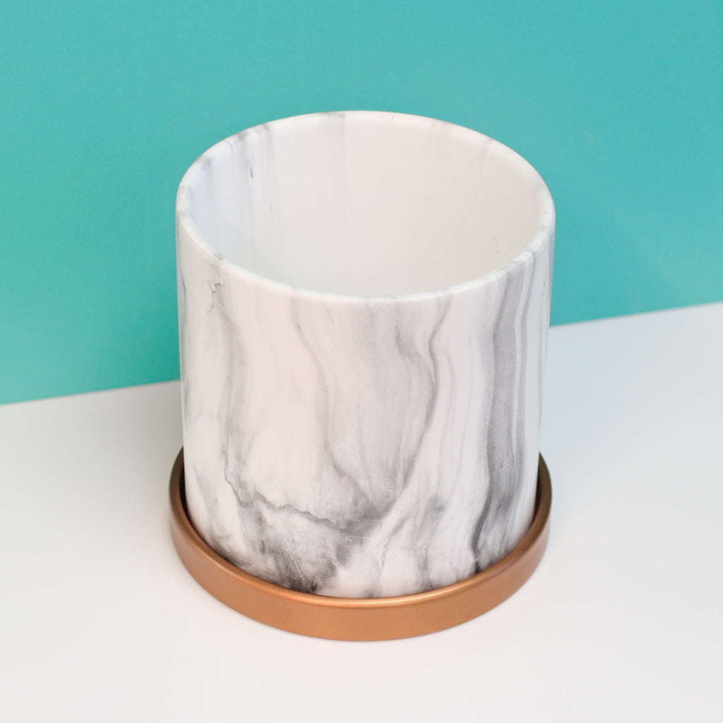 Athena Ceramic 5.5" Marble Planter - Cheeky Garden