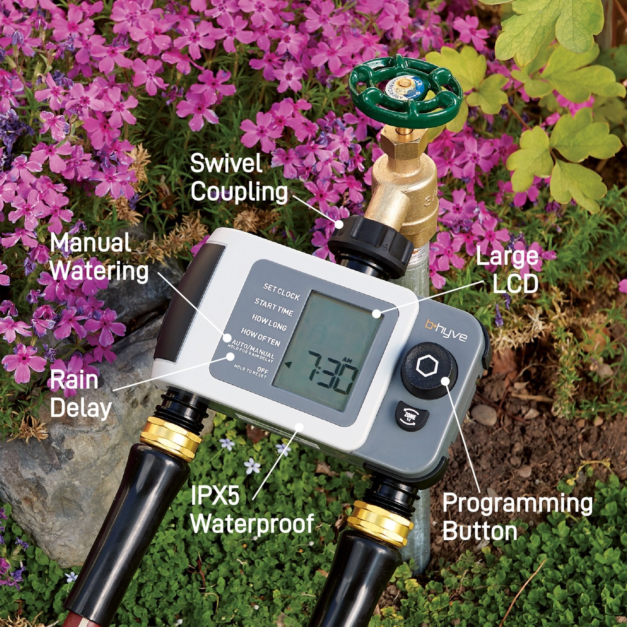 B-hyve XD Bluetooth 2-Outlet Hose Faucet Timer w/Hub | 24637 - Cheeky Garden