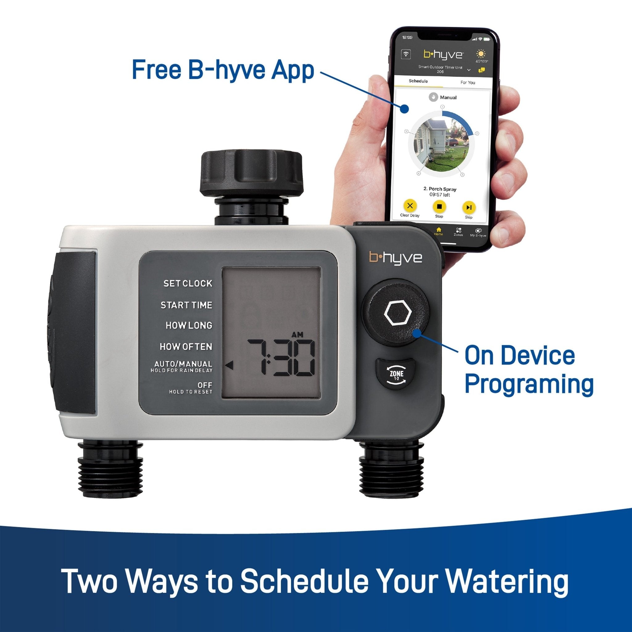 B-hyve XD Bluetooth 2-Outlet Hose Faucet Timer w/Hub | 24637 - Cheeky Garden