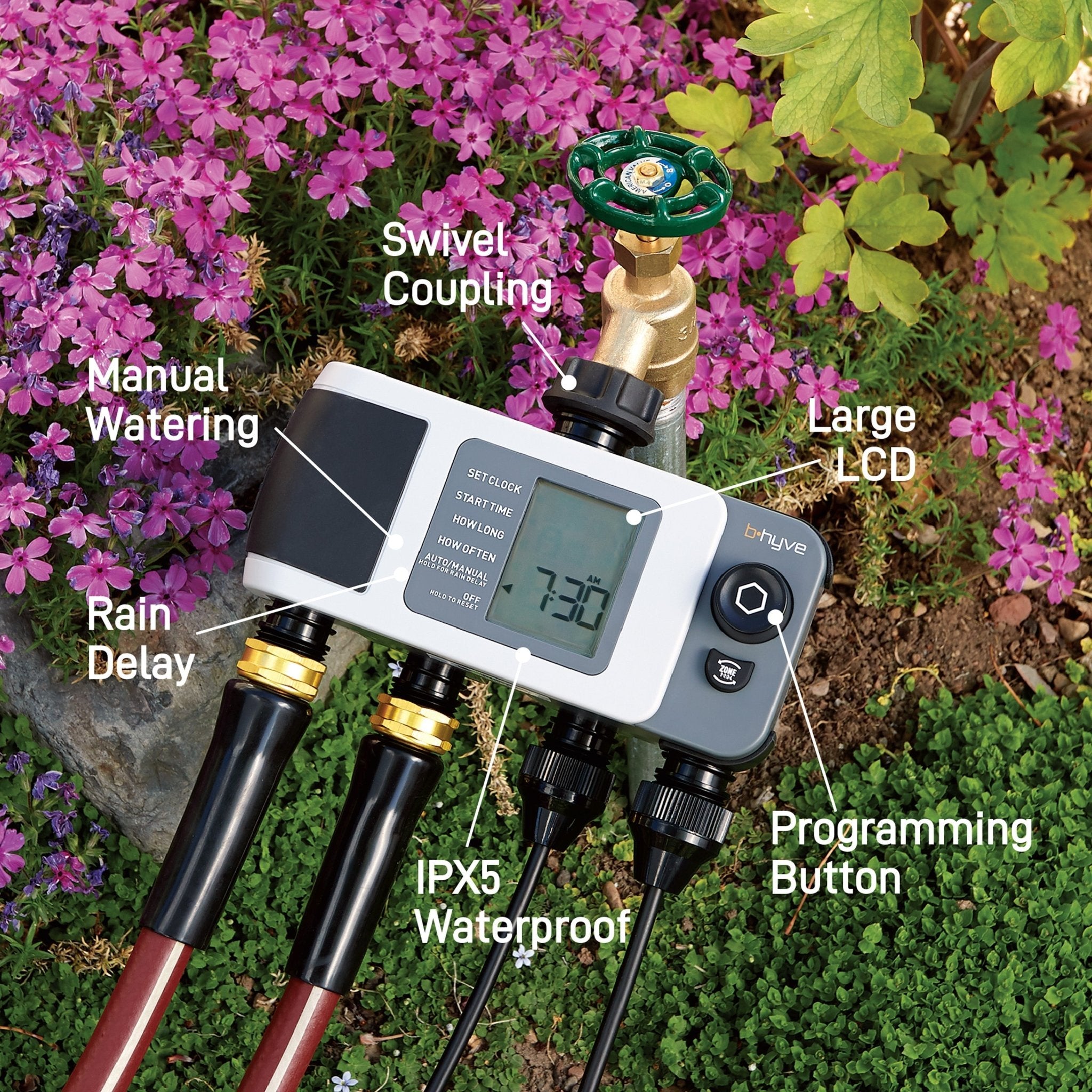 B-hyve XD Bluetooth 4-Outlet Hose Faucet Timer | 24634 - Cheeky Garden