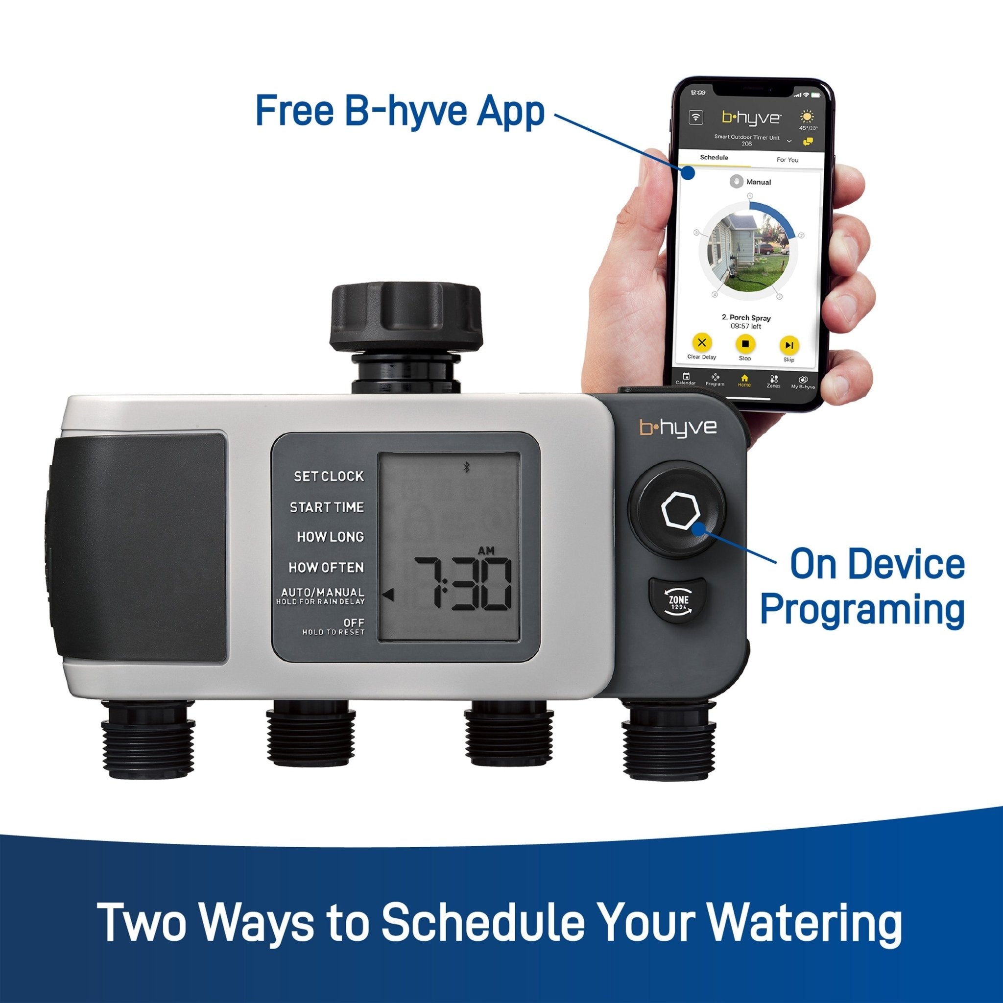 B-hyve XD Bluetooth 4-Outlet Hose Faucet Timer w/Hub | 24639 - Cheeky Garden